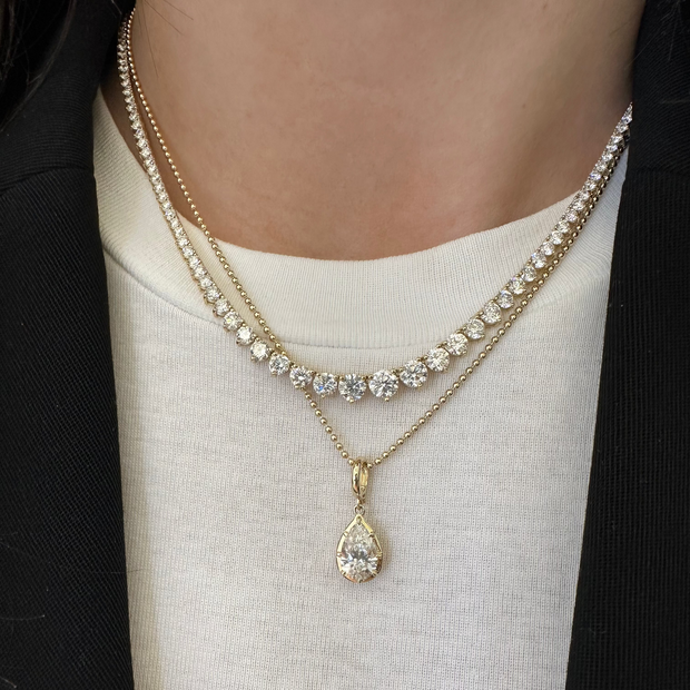 Pear Georgian Lab Grown Diamond Pendant
