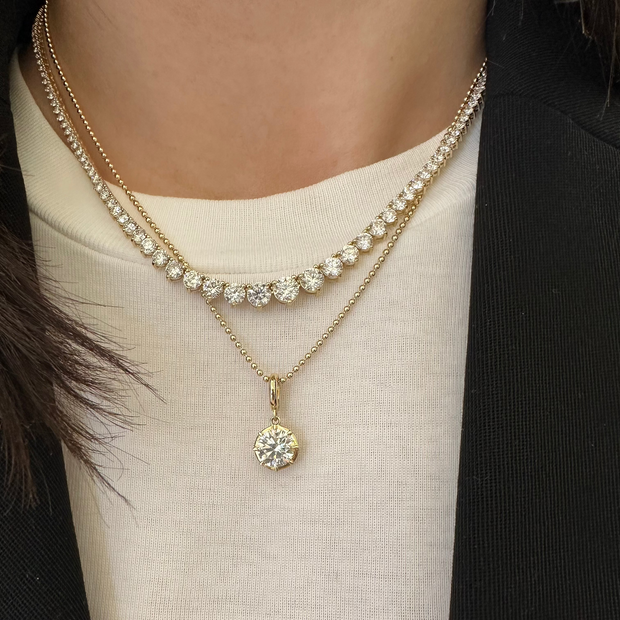 Round Georgian Lab Grown Diamond Pendant