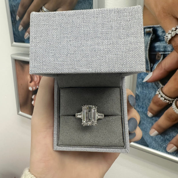 8.43 Carat Emerald Cut Diamond Engagement Ring