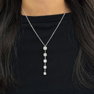 Graduated Round Diamond Drop Necklace
