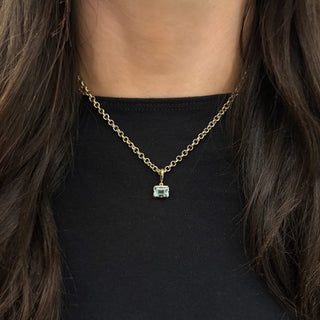 Georgian East West Emerald Cut Aquamarine Pendant