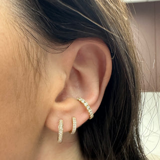 3-Row Pave Diamond Huggie Earrings