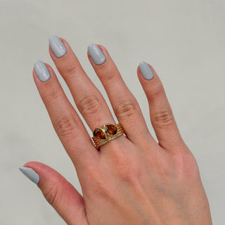 Bezel Pear Shape Citrine Toi et Moi Ring