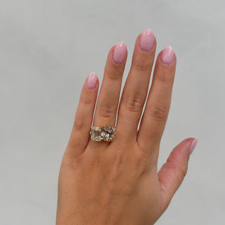 Cushion & Emerald Cut Diamond Toi et Moi Ring