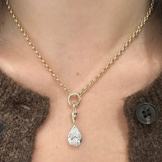 Georgian Pear Lab Diamond Rolo Necklace