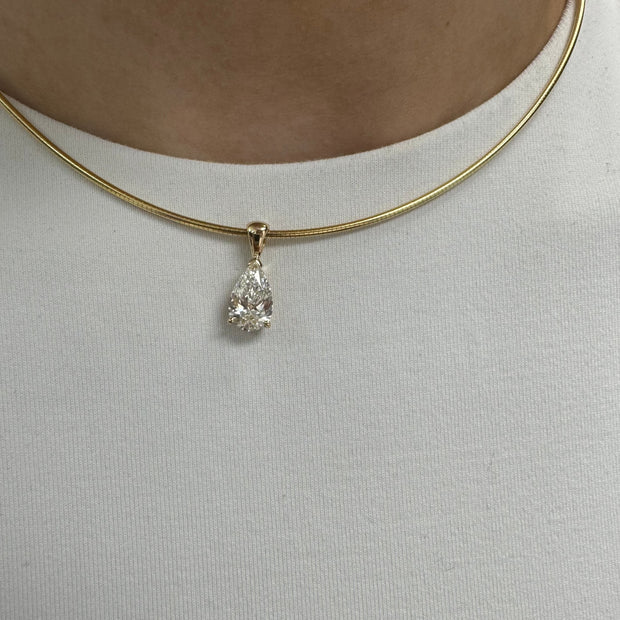 Omega Chain Necklace with Diamond Pendant