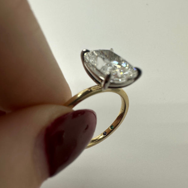 3.10 Carat Elongated Cushion Cut Diamond Engagement Ring