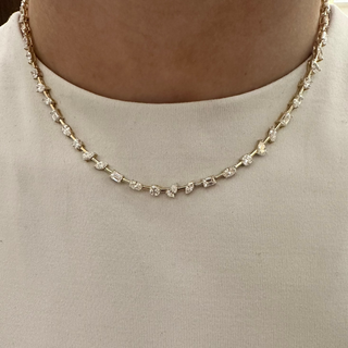 Mixed Shape Lab Diamond Tennis Necklace