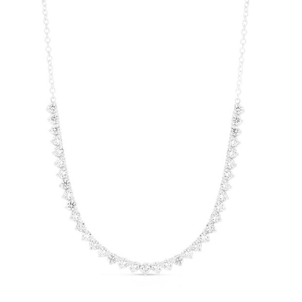 Three Prong Set Round Lab Grown Diamond Half Tennis Necklace