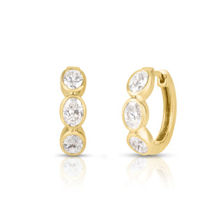 Oval Lab Diamond Bezel Huggie Earrings