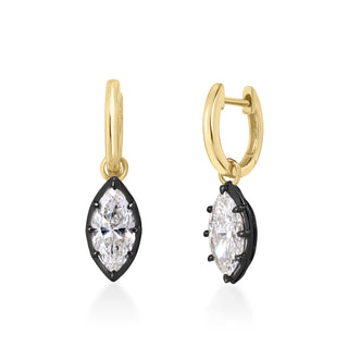 Georgian Marquise Lab Diamond Drop Huggies