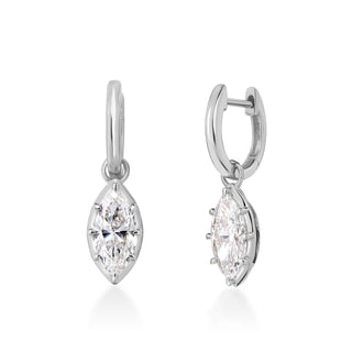 Georgian Marquise Lab Diamond Drop Huggies