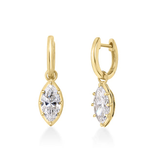 Georgian Marquise Lab Diamond Drop Huggies