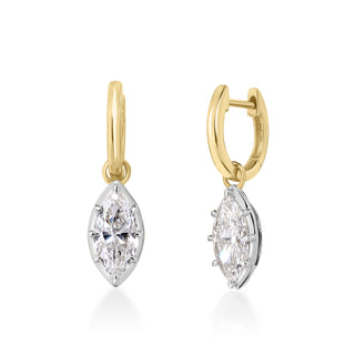 Georgian Marquise Lab Diamond Drop Huggies