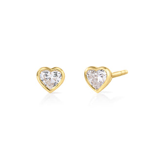Mini Bezel Heart Lab Diamond Stud Earrings