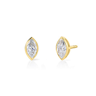 Mini Bezel Marquise Lab Diamond Stud Earrings