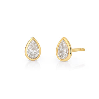Mini Bezel Pear Lab Diamond Stud Earrings