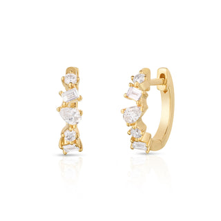 Mixed Shape Diamond Huggie Earrings