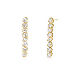 Mixed Shape Lab Diamond Bezel Drop Earrings