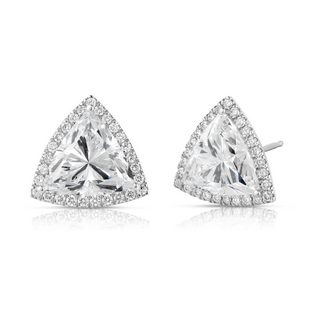 Trillion Earrings with Pave Border