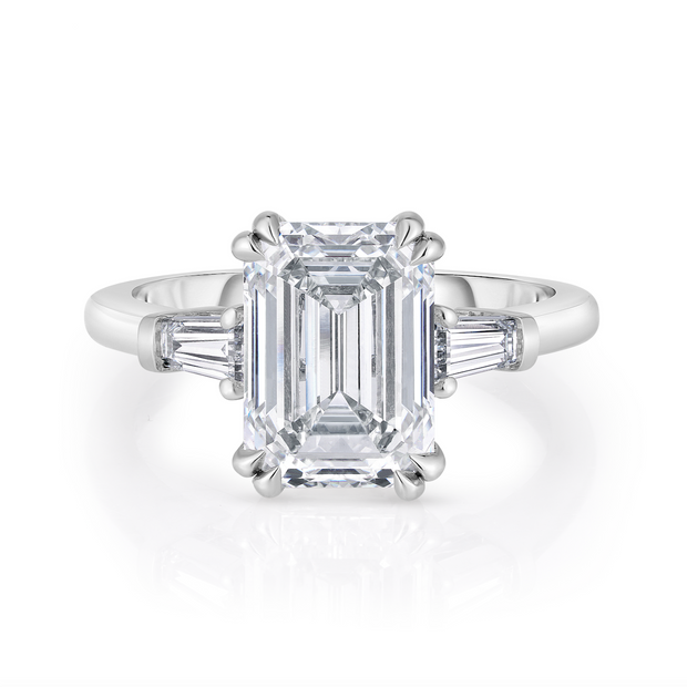 3.87 Carat Emerald Cut Diamond Engagement Ring