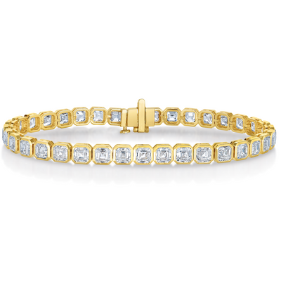 Bezel Set Asscher Cut Lab Grown Diamond Tennis Bracelet