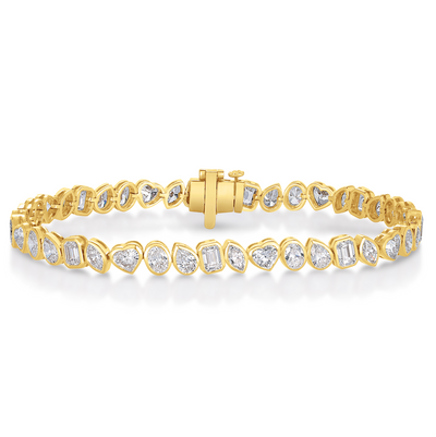 Bezel Set Mixed Fancy Shape Lab Grown Diamond Tennis Bracelet