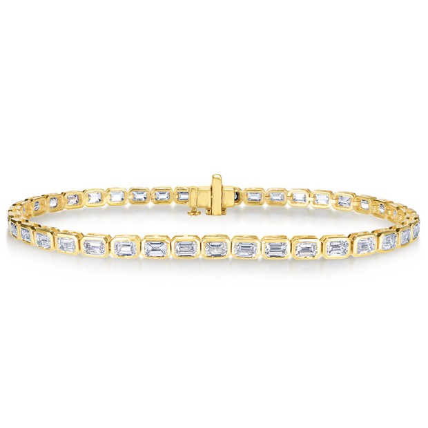 Bezel Set East-West Emerald Cut Lab Grown Diamond Bracelet