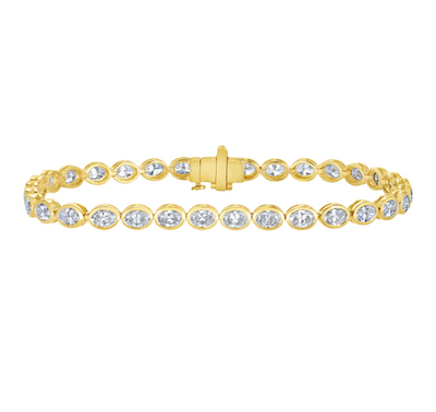 Bezel Set East-West Oval Cut Lab Grown Diamond Tennis Bracelet