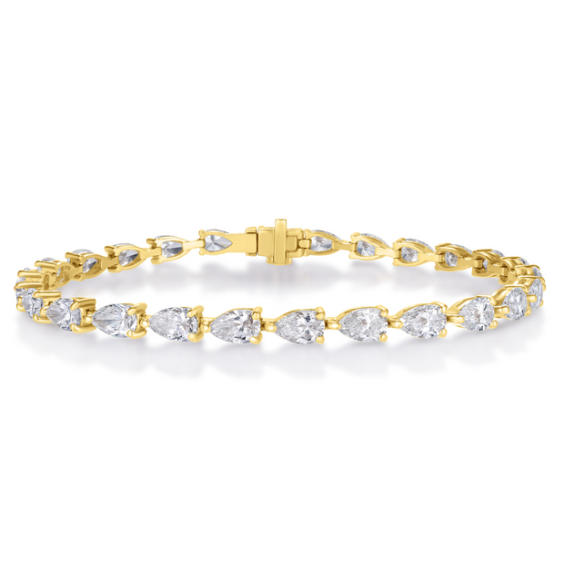 East-West Pear Cut Lab Grown Diamond Tennis Bracelet