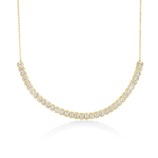 Bezel Emerald Cut Lab Diamond Half Tennis Necklace