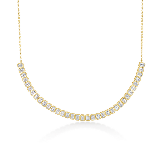 Bezezl Set Emerald Cut Lab Grown Diamond Half Tennis Necklace