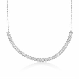 Bezel Emerald Cut Lab Diamond Half Tennis Necklace