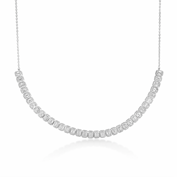 Bezezl Set Emerald Cut Lab Grown Diamond Half Tennis Necklace