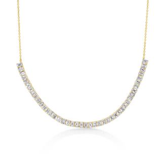 Emerald Cut Lab Diamond Half Tennis Necklace