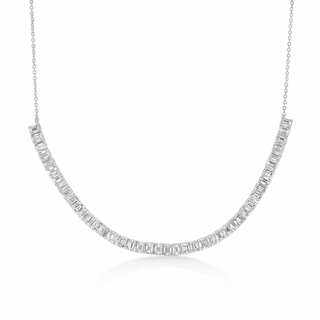 Emerald Cut Lab Diamond Half Tennis Necklace
