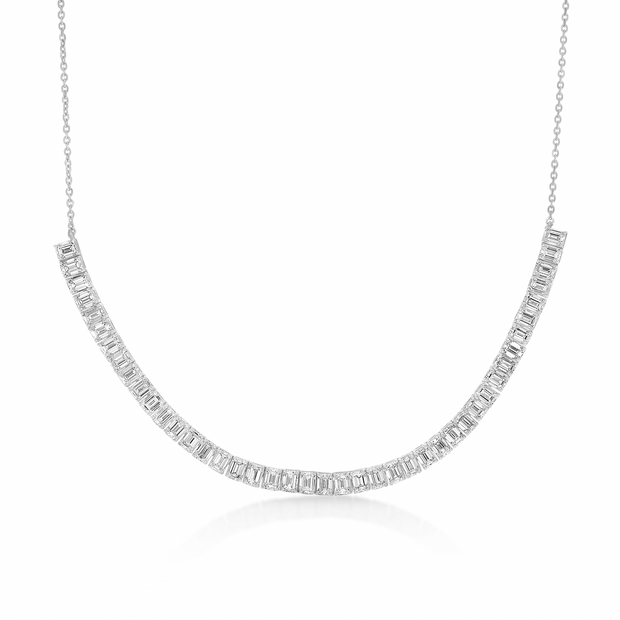 Emerald Cut Lab Grown Diamond Half Tennis Necklace