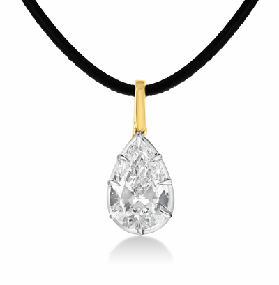 Georgian Set 6 Carat Pear Cut Diamond On Leather Choker Necklace