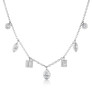 Mixed Fancy Bezel Drop Necklace