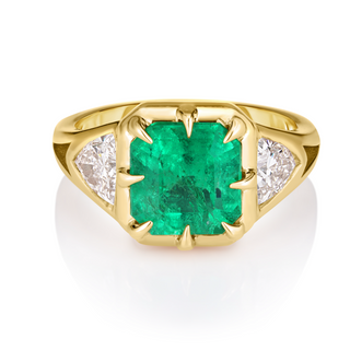2.47 Carat Green Emerald Cut Diamond Engagement Ring