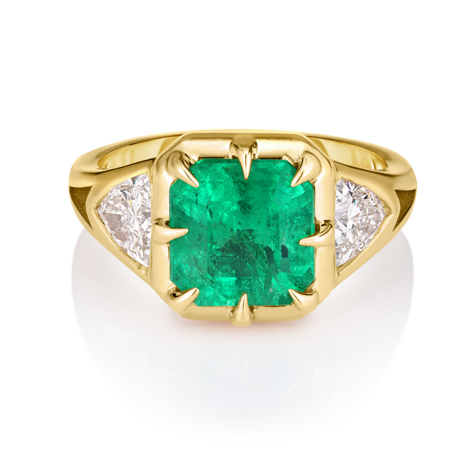 2.47 Carat Green Emerald Cut Diamond Engagement Ring