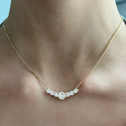 Graduated Curved Diamond Bar Necklace