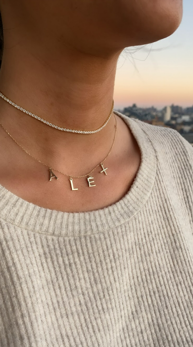Hanging letter deals necklace
