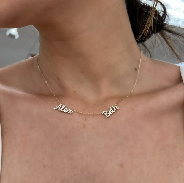 Double Diamond Name Necklace