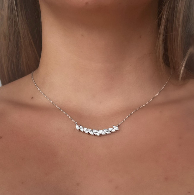Sideways Marquise Diamond Bar Necklace