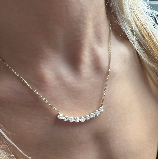 Curved Diamond Bar Necklace