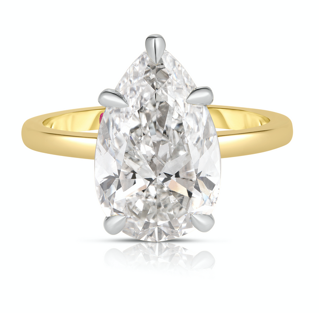 2.51 Carat Pear Cut Diamond Engagement Ring With Hidden Birthstone