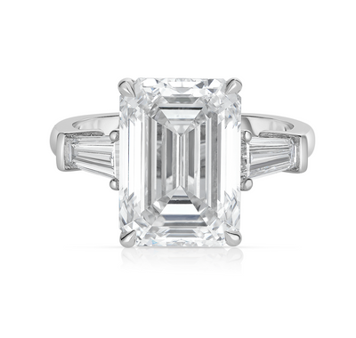 7.34 Carat Emerald Cut Diamond Engagement Ring