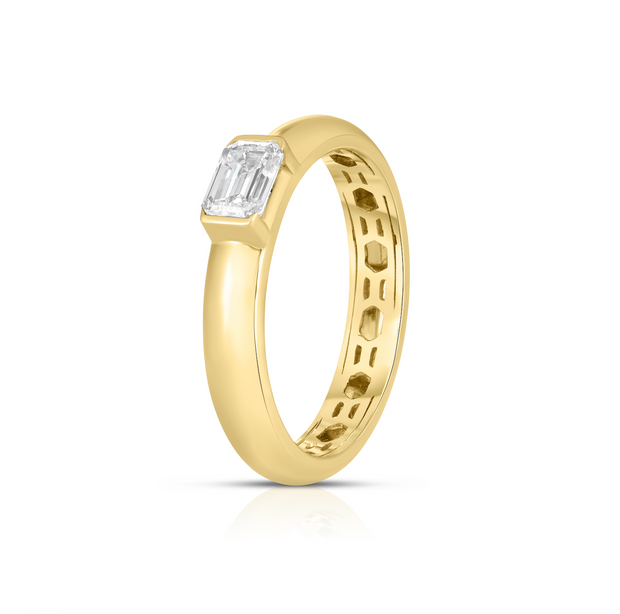 Half Bezel Lab Grown Diamond Puffy Ring