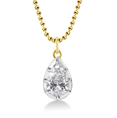 Georgian Set 3 Carat Pear Cut Diamond On Ball Chain Necklace
